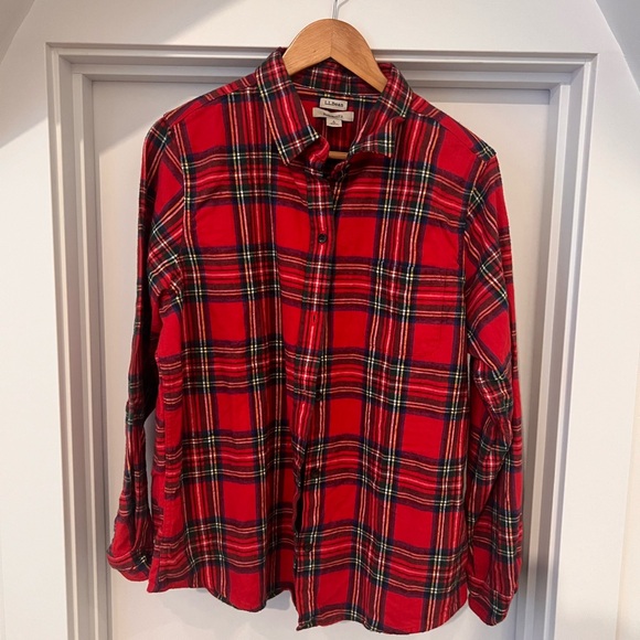 L.L. Bean Red Plaid Button Down Shirt - Picture 1 of 10
